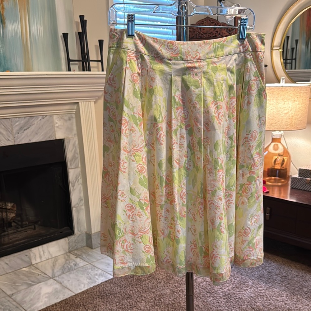 Elie Tahari A-Line Pink and Green Cocktail Skirt